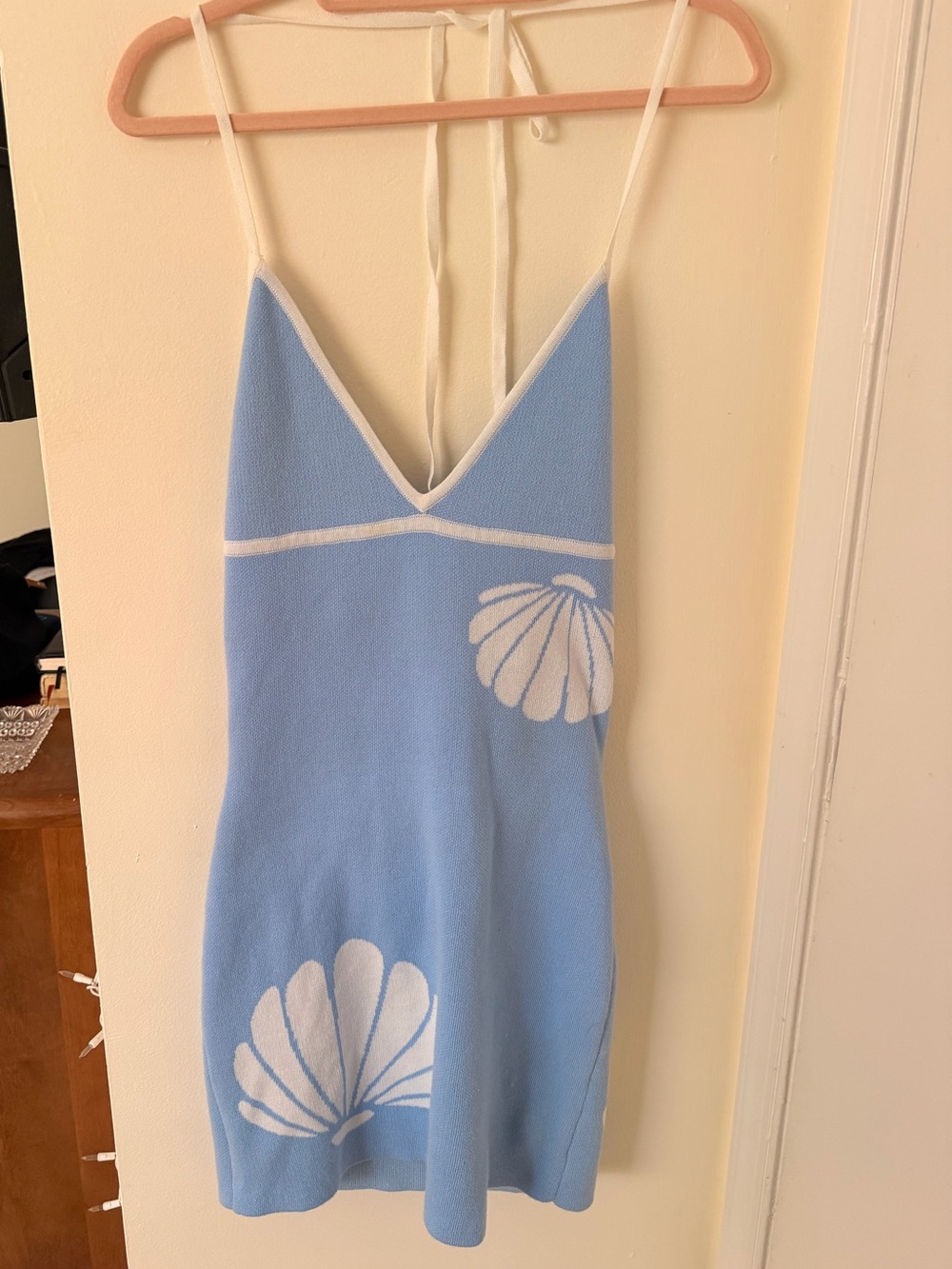 Light Blue Shell-Print Mini Dress